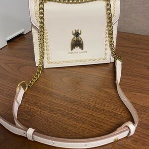 Pale Pink Leather Chain Crossbody Bag
